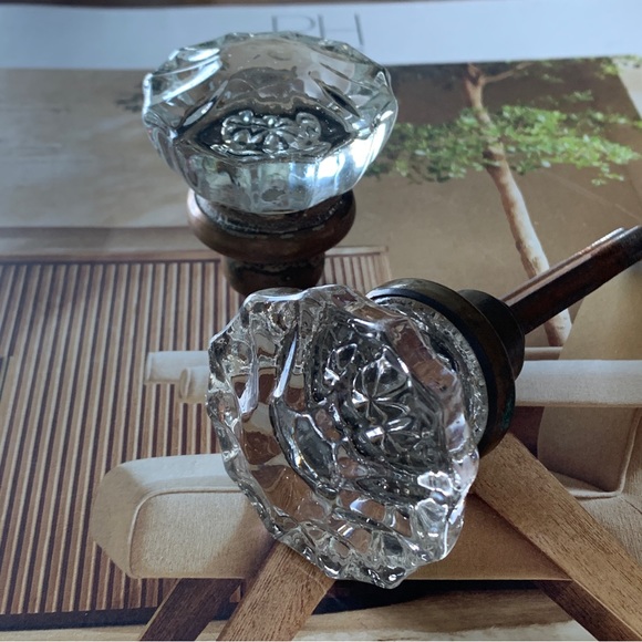 Vintage Glass Brass Doorknob - Picture 9 of 13